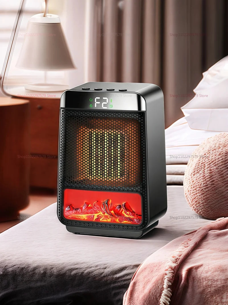 1500W Portable Electric Space Heater Indoor Room Heater with Adjustable Thermostat & 3D Flame Light Low Noise Home Heater