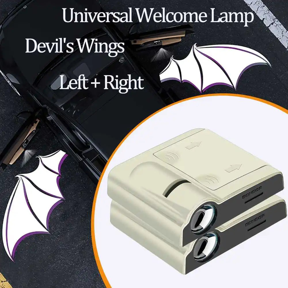 2Pcs Wireless Car Door LED Logo Projector HD Welcome Courtesy Shadow Lights Angel Wings Accessories