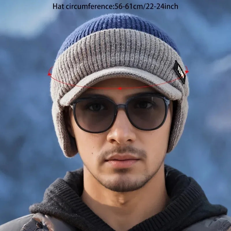 Dual-Tone Knit Baseball Cap with Ear Protection | Stylish Winter Dad Hat for Men & Women | Outdoor Sports & Casual Fashion Cap