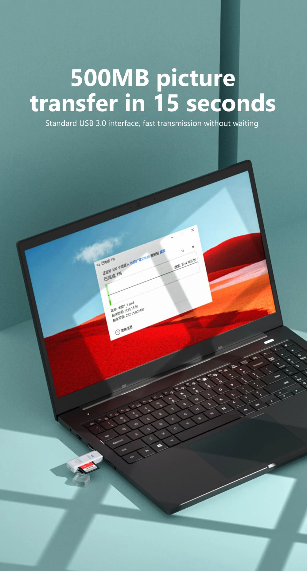 2-in-1 USB 3.0 Card Reader - Micro SD & TF Memory Card Adapter High Speed for PC Laptop