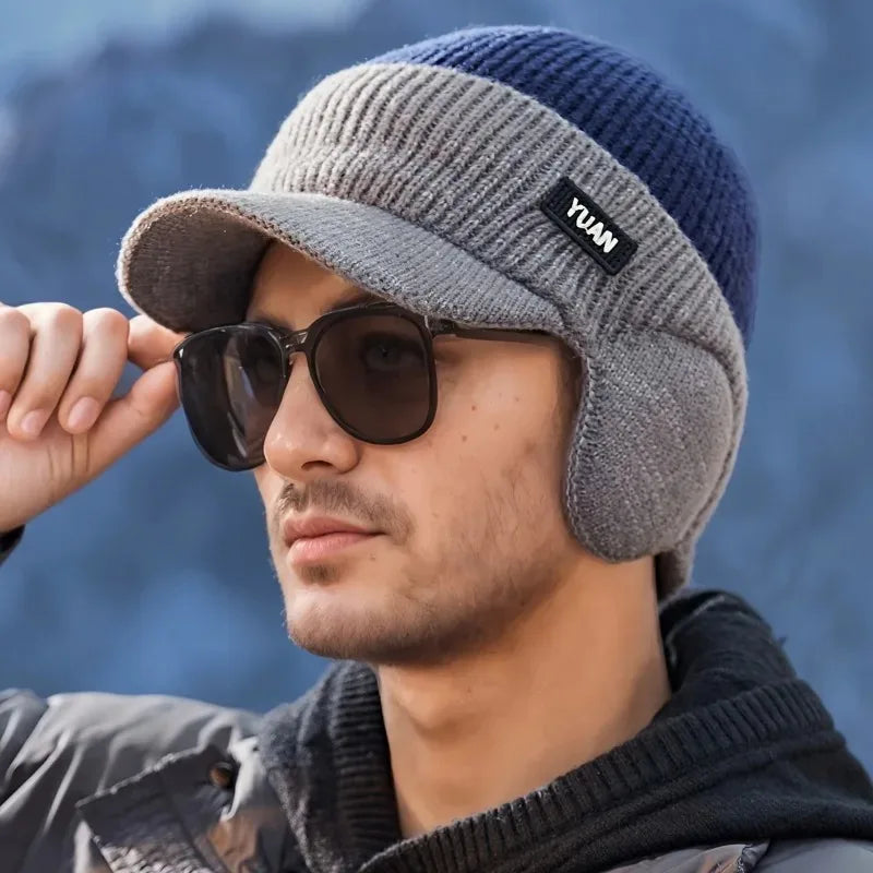 Dual-Tone Knit Baseball Cap with Ear Protection | Stylish Winter Dad Hat for Men & Women | Outdoor Sports & Casual Fashion Cap