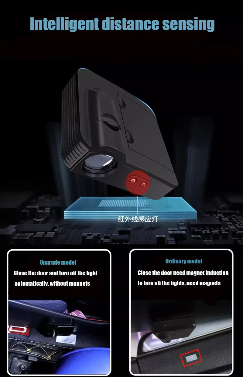 2Pcs Wireless Car Door LED Logo Projector HD Welcome Courtesy Shadow Lights Angel Wings Accessories