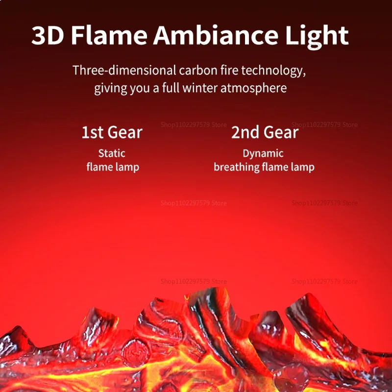 1500W Portable Electric Space Heater Indoor Room Heater with Adjustable Thermostat & 3D Flame Light Low Noise Home Heater