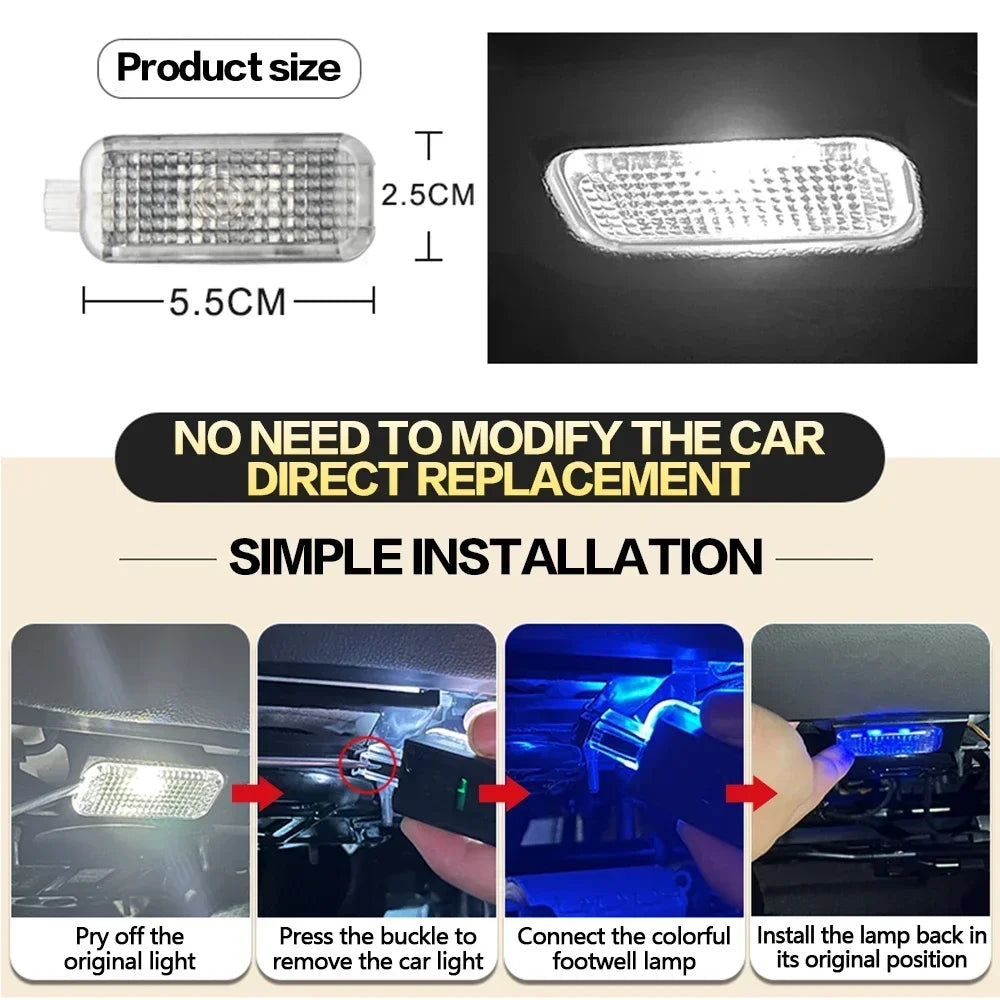 LED Car Footwell Lights for Audi – Ambient Interior Lighting Kit for A1 A3 A4 A5 A6 A7 A8 Q2 Q3 Q5 Q7 (Plug & Play Upgrade