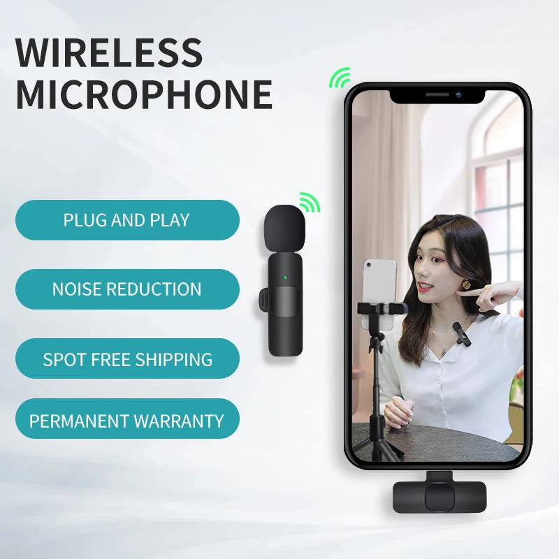 Wireless Lavalier Microphone Mini Windproof Fleece Clip-On Mic for Vlog YouTube Recording