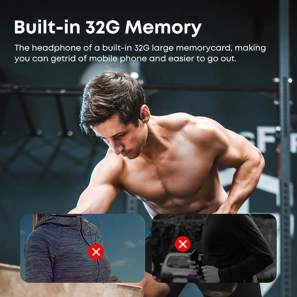 Waterproof Headset Swimming Bluetooth Headphones With 32G TF Card Sports Wireless Earbuds Stereo Bone Conduction Earphone
