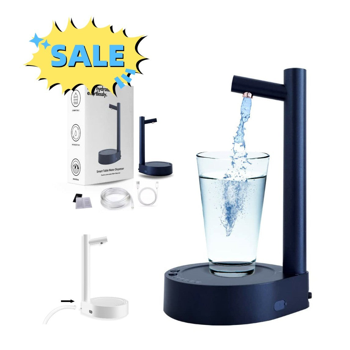 Automatic Electric Water Dispenser Rechargeable Gallon Bottle Pump for Desk